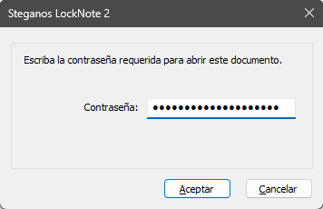 Αίτημα κωδικού πρόσβασης του Steganos LockNote 2